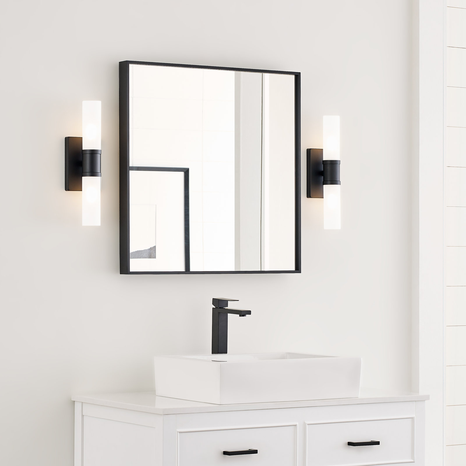 Evelien 2-Light Dimmable Metal Vanity Light, Midnight Black, 40 W, 16" H x 5" W x 3.63" D
