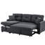 Lit modulaire escamotable modulaire, gris, revêtement en L, avec siège, convertible pour la nuit des invités, rangement sous de bons espaces de vie compacts, 54 po de profondeur, 85 de largeur, 35 de hauteur, 185,4 lb de gris