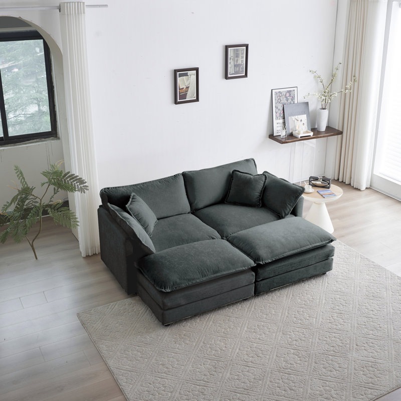 Canapé modulaire en chenille, Gris