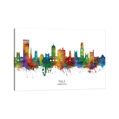 «Yale Connecticut Skyline» par Michael Tompsett, impression sur toile tendue