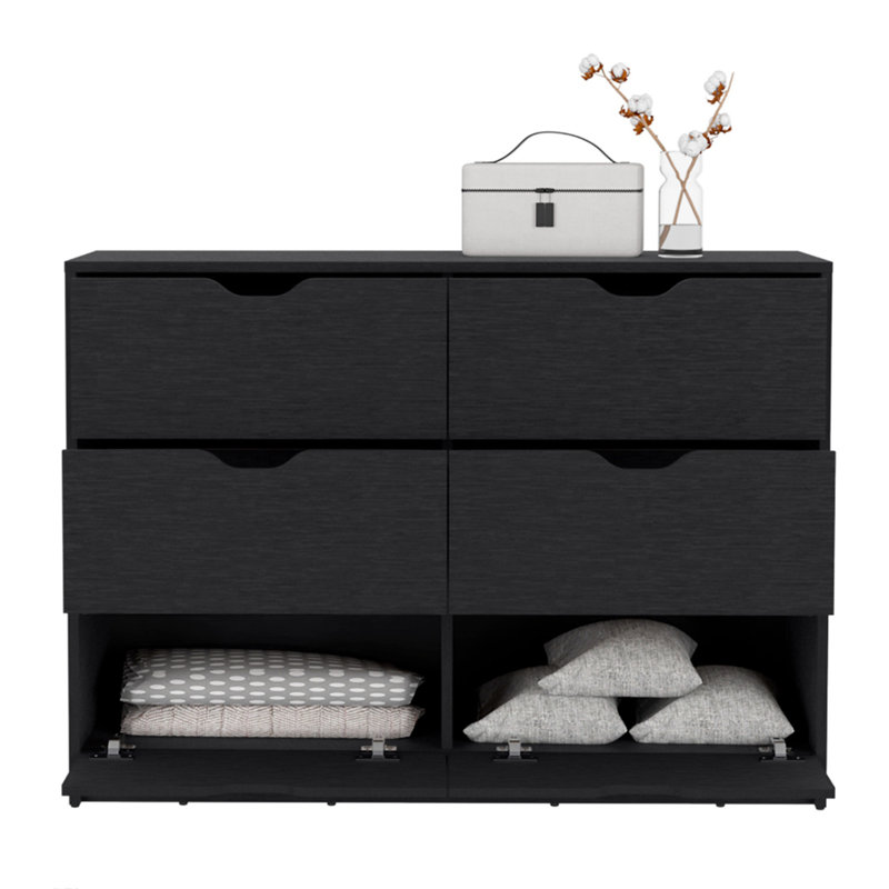 Commode double 4 tiroirs Basilea, Black