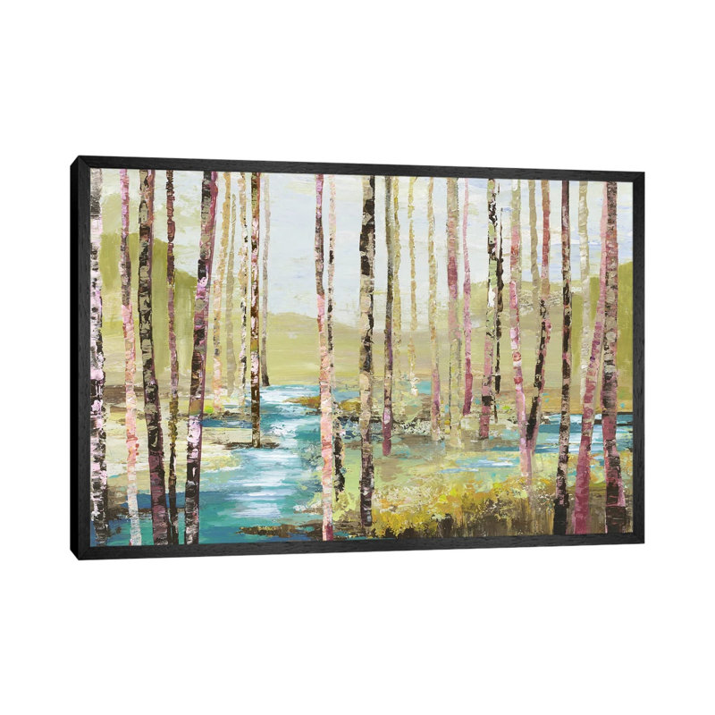 Group Of Birch by Allison Pearce - Painting on Canvas, 152.5 cm H x 101.5 cm W, Black Framed Canvas