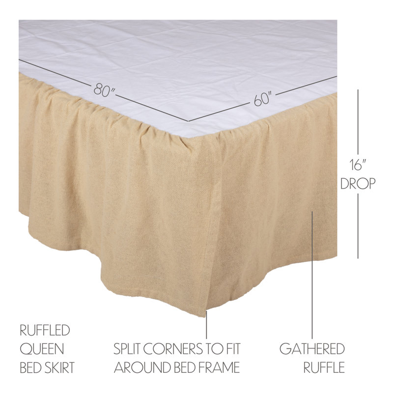  Jupe de lit 16 po Burlap, Grand, Beige foncé rétro