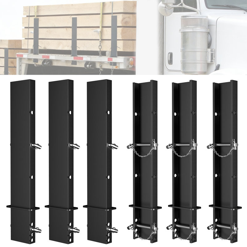 Trailer Stake Sides, 30 po 6Pcs réglable Channel Cake Stake, Trailer Stake Sides Rails avec cordon anti-perte pour transporteur