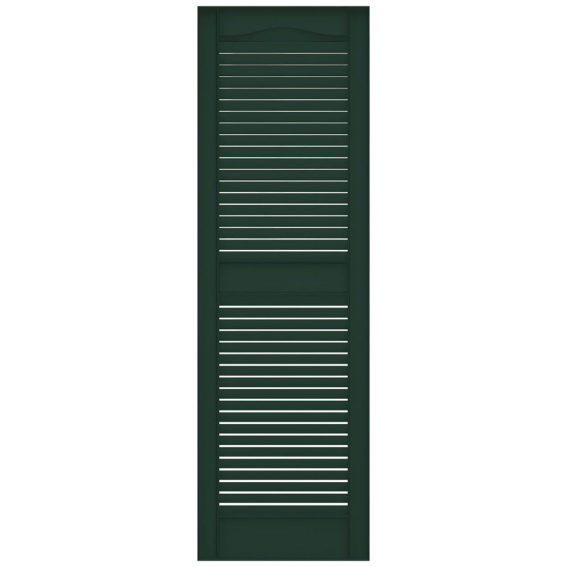 Builders Edge, panneau central cathédrale sur mesure, volets à persiennes ouvertes, Vert minuit, 12 po, 37 po