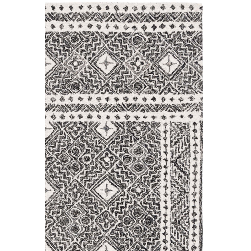 Masahiko Hand Tufted Wool/Cotton Geometric Rug in Ivory/Black, Rectangle 8' x 10'