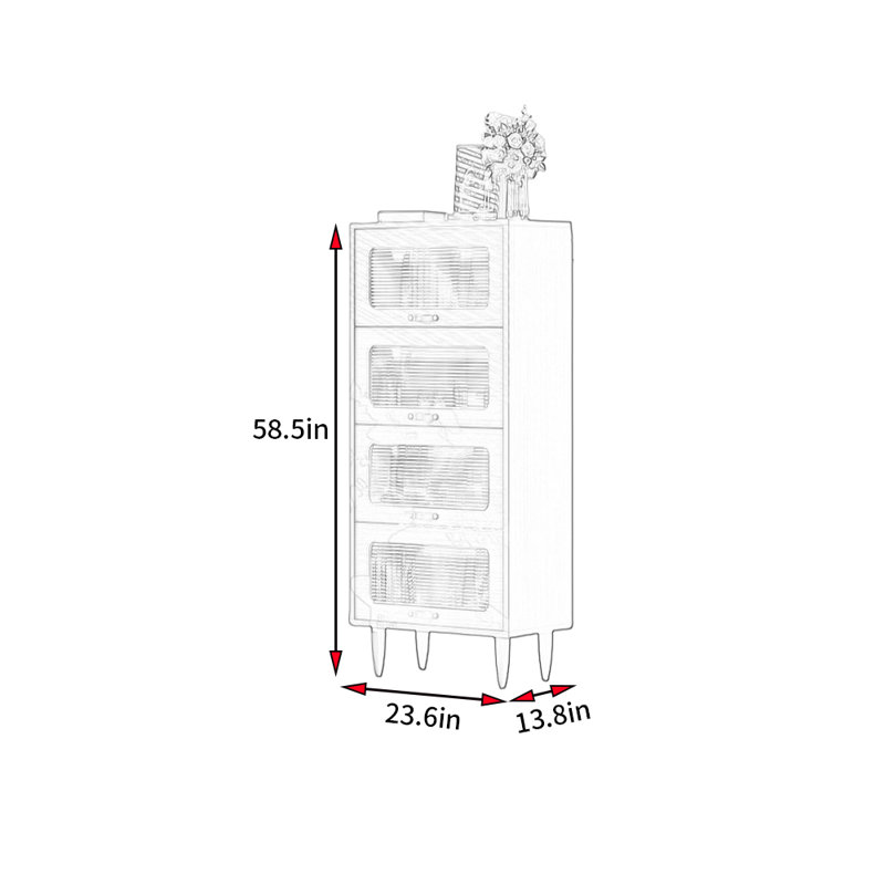 Carolyne, (4 Shelves) 58.5"H x 23.6"W x 13.8"D