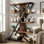 Bibliothèque étagère industrielle à 5 niveaux, bibliothèque autoportante en bois rustique et métal avec cadre géométrique pour le bureau à domicile et le salon