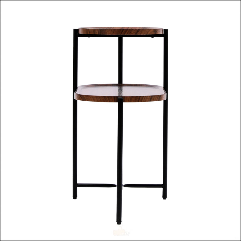 Table basse ronde en bois avec plateau de rangement, conception à 2 niveaux pour une organisation améliorée et un attrait esthétique dans les salons