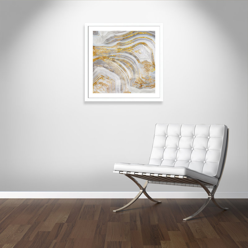 Agate Allure I - peinture encadrée, Cadre blanc, H 33,5 po x l 33,5 po x P 1,25 po
