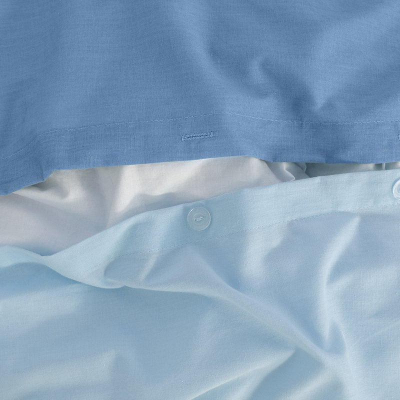 Reversible 100% Cotton Duvet Cover Set, Luxury Cotton Duvet Cover with Pillowcases, Soft & Breathable, Double, Blue