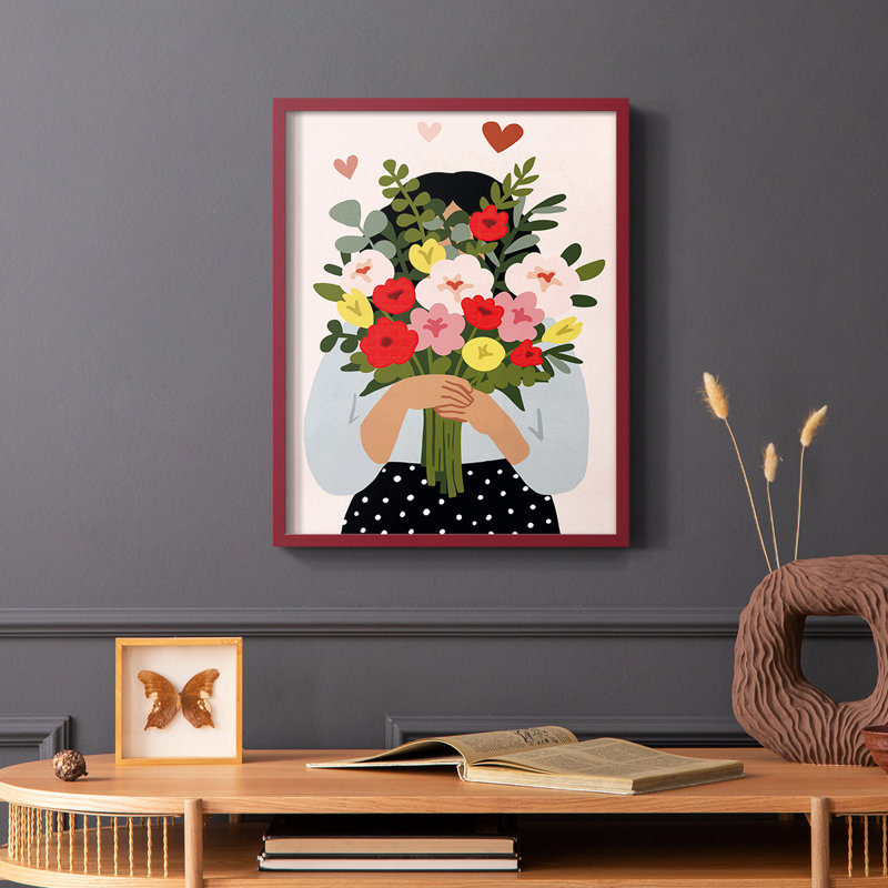 Collection Darling Valentine, reproduction encadrée B - bois massif, Rouge, H 10 po x l 8 po