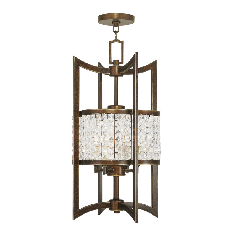 Belisle 4 - Light Dimmable Geometric Chandelier, 24" H, Hand Painted Palacial Bronze