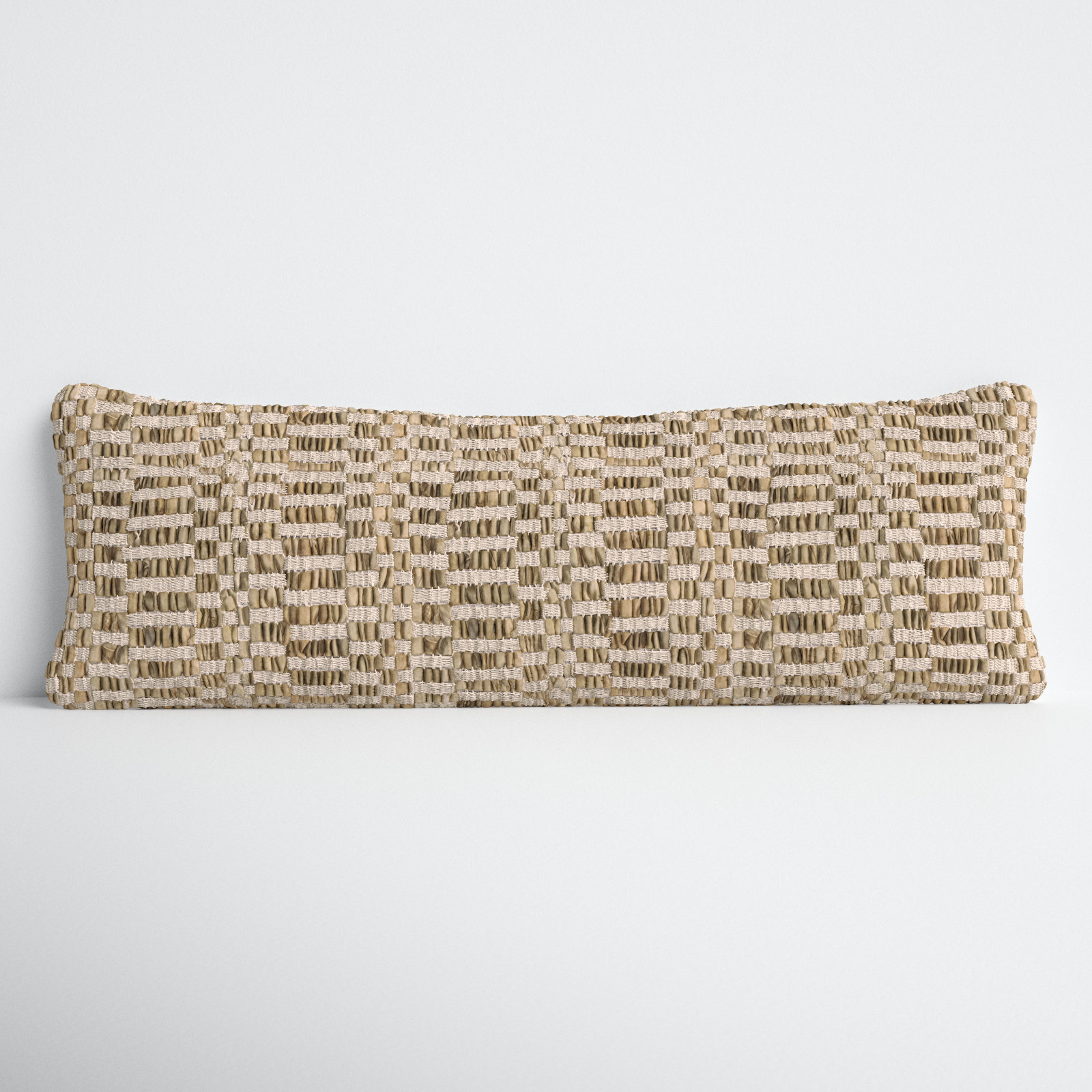 Geometric Cotton Throw Pillow, Cypress, 14"H x 42"W