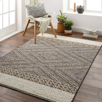 Tapis intérieur / extérieur noir de style japonais Southwestern