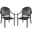 Paire de sièges de patio en aluminium coulé, 2 pièces, noir et anticorrosion, sièges rembourrés confortables, chaise de salle à manger empilable, structure noire, coussins, conception d'espace, coussin de pied antidérapant