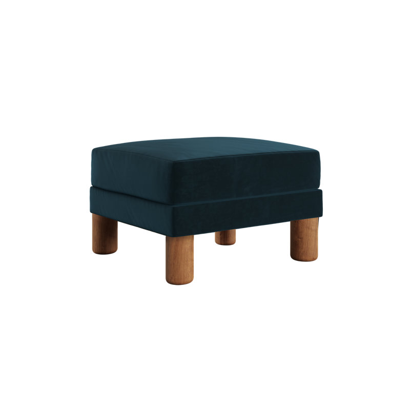 Essential Ottoman, Cylinder, Moss Recycled Velvet