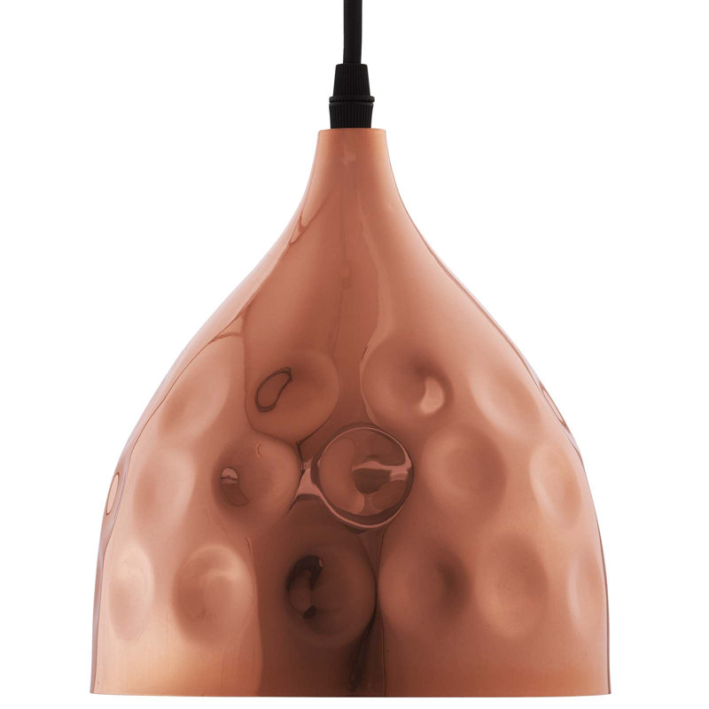 Dimple Half-Sphere Rose Gold Pendant Light, 7.5" H x 7" W x 6.5" D