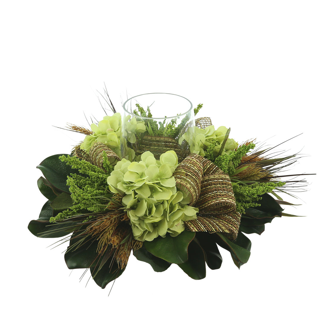 Hydrangea and Magnolia Leaf Centerpiece Primrue