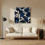 Art floral abstrait en métal bleu 17-966507761