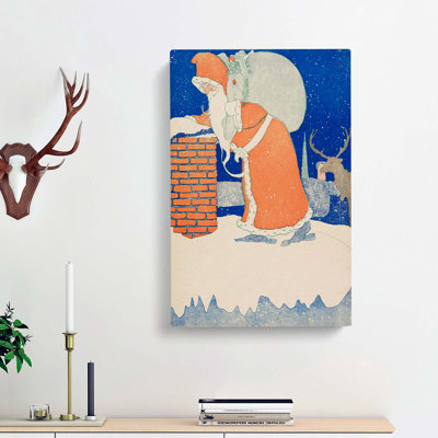 Father Christmas with Reindeer - Wrapped Canvas