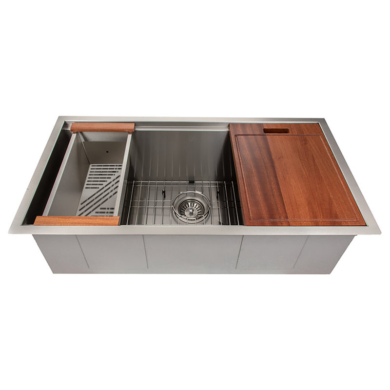 Garmisch Stainless Steel 33" L x 15" W Undermount Kitchen Sink with Basket Strainer