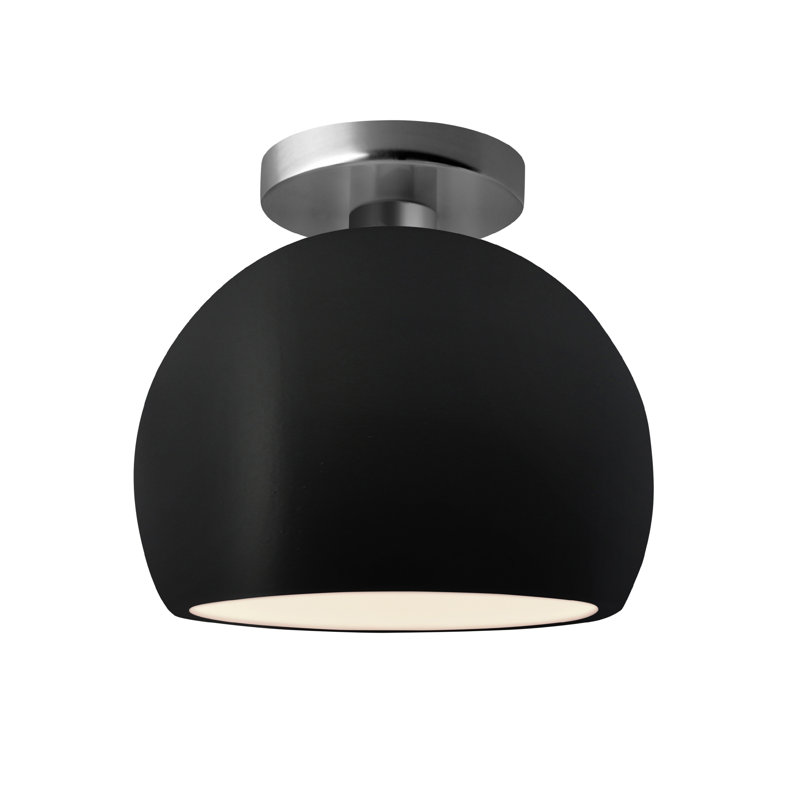 Plafonnier semi-encastré Radiance, H 7 po x l 7 po x P 7 po, Noir mat carbone, Nickel brossé