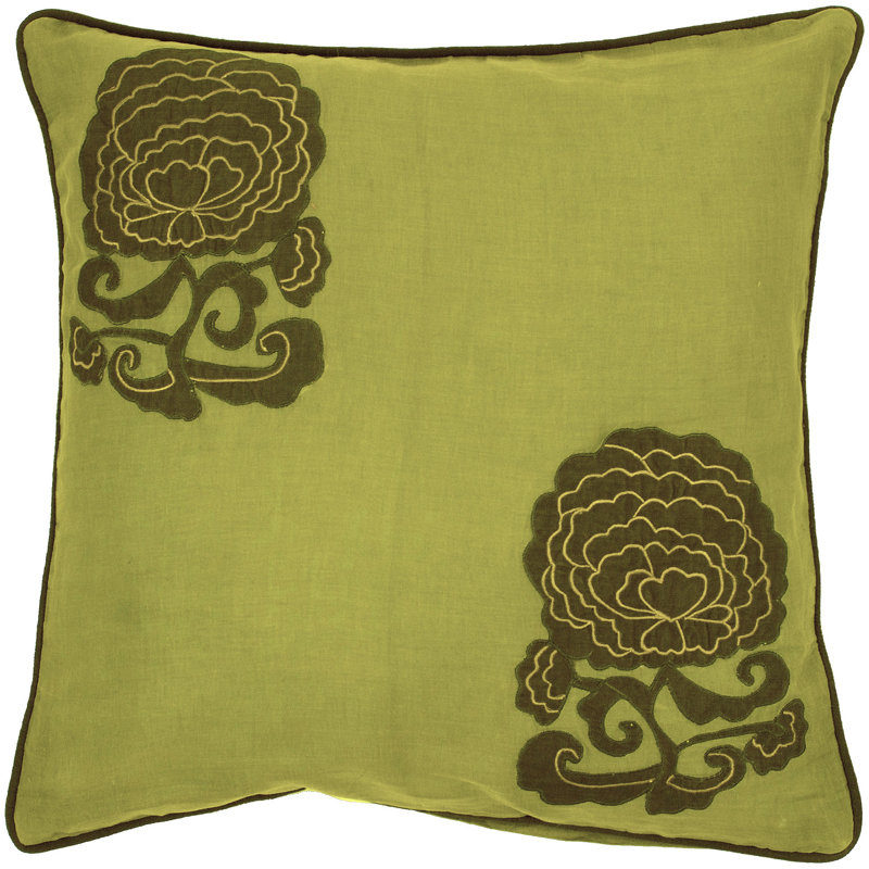 Embroidered Cotton Throw Pillow, 22", Polyester