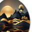 «Gold Metallic Beach View V - Minimalisme», art mural rond en métal-88621568