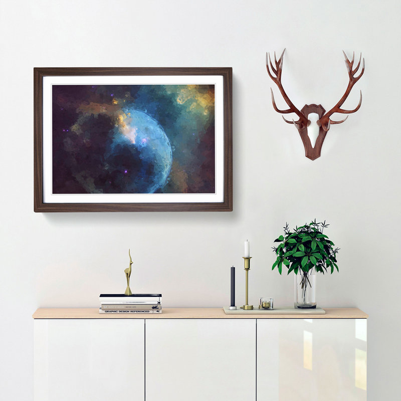 Out of Space Vol.44 in Abstract - Picture Frame Graphic Art Print, 48cm H x 65cm W x 2cm D, Walnut Framed
