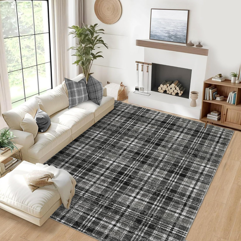 Rugs for Living Room Area Rug Washable Rug Non Slip Foldable Modern Carpet for Bedroom Dining Room Nursery Office, Gray