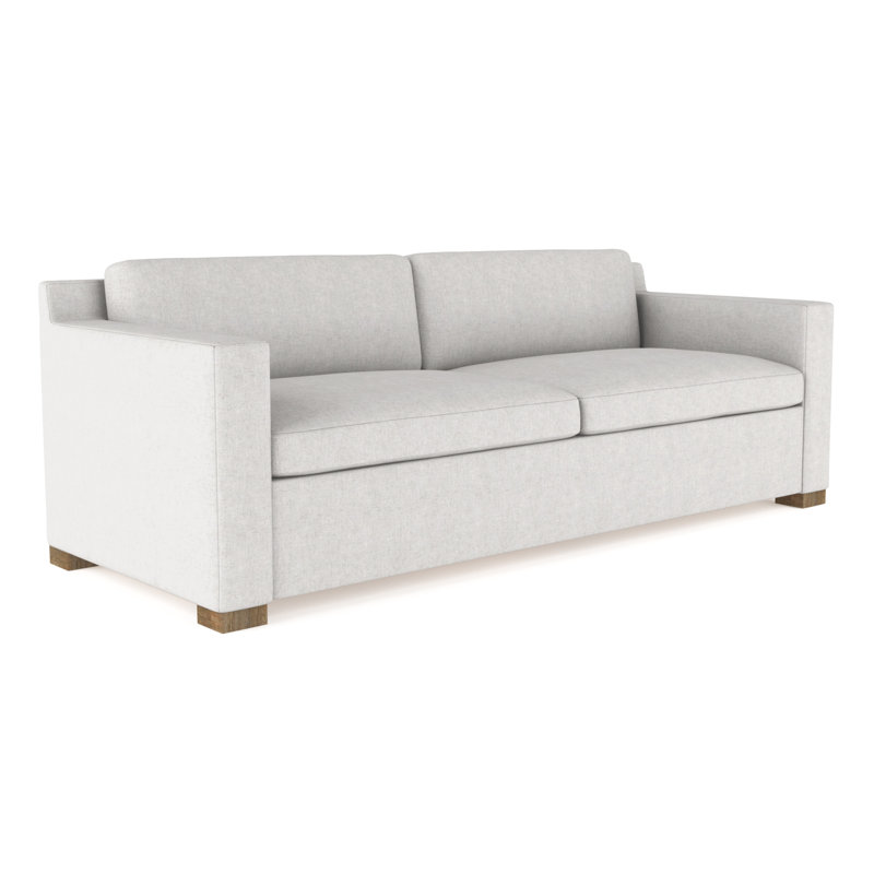 Canapé Mercer, Velours moelleux argenté, H 33,5 po x l 96 po x P 44 po, Patiné