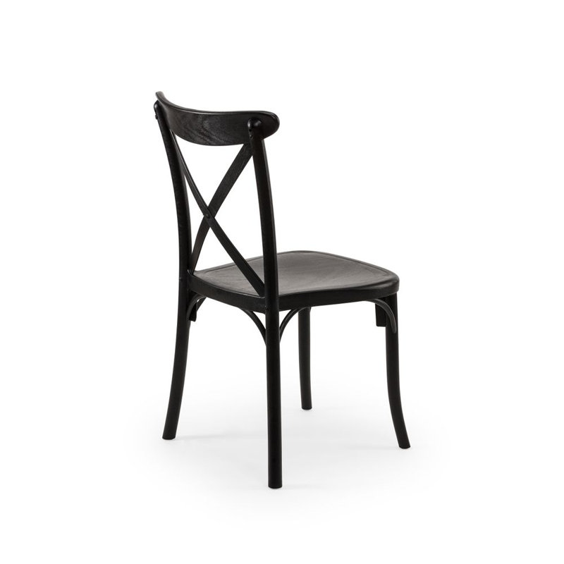 Loewen Stacking Patio Dining Side Chair with Cushion, Black