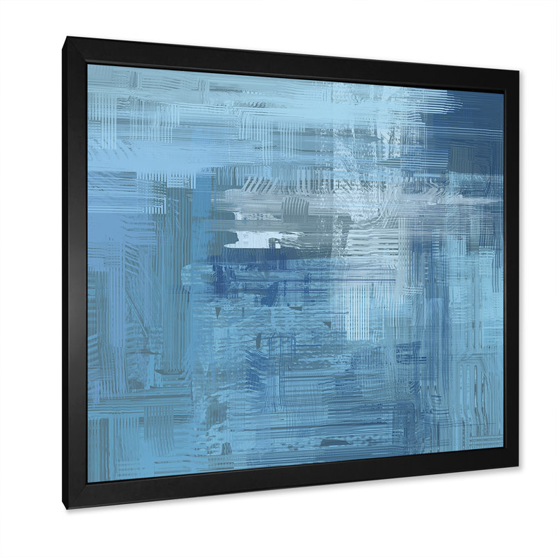 «Blue And Frozen Grunge Art», reproduction d'art sur toile encadrée, Cadre noir, H 16 po x l 16 po x P 1 po