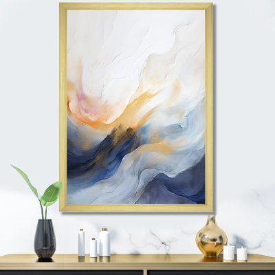 Tempête de marbre bleue et jaune III - art mural abstrait