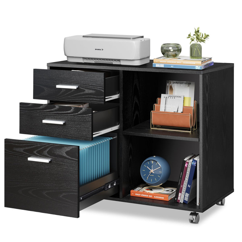 Cambrie 31.5" Wide 3 Drawer Wood File Cabinet, Mobile Filing Cabinet with Shelves, Lateral File Cabinet With Changeable Shelves For Home Office