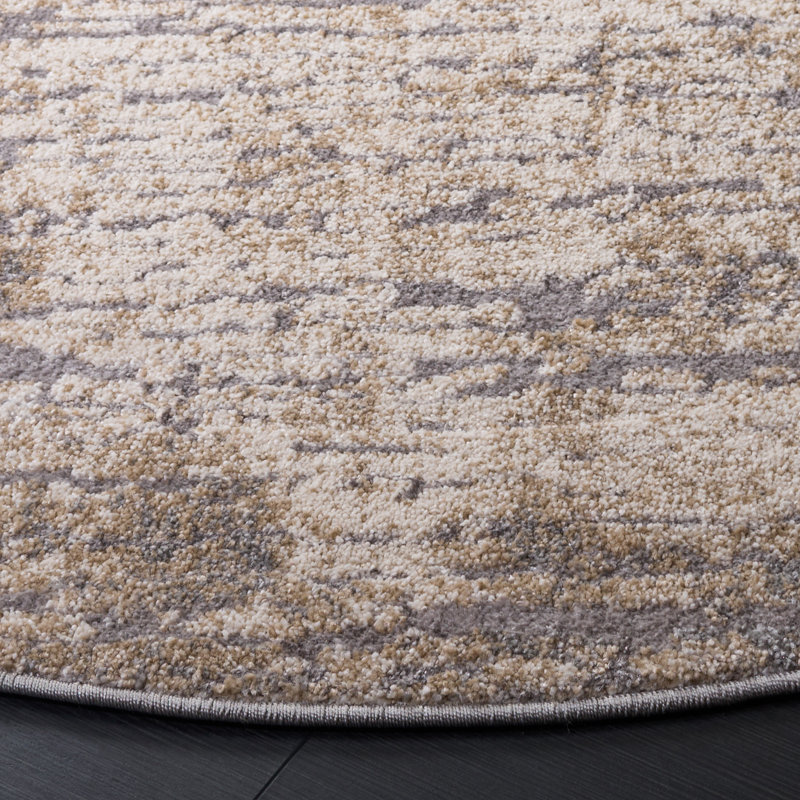 Tapis abstrait taupe / ivoire Goble, Rond 3 pi