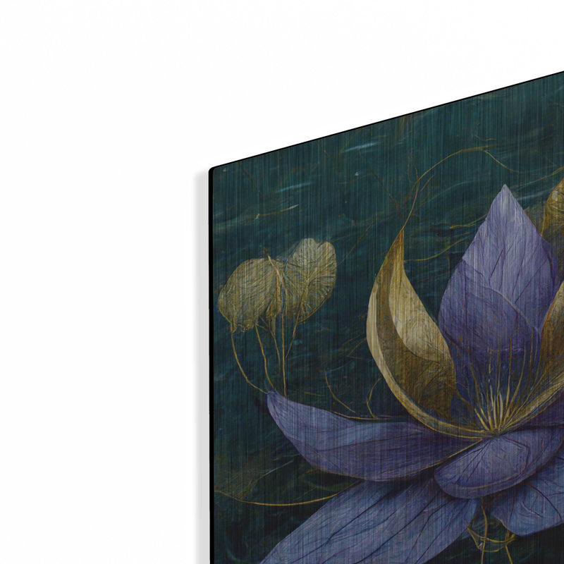 Lotus bleu doré par Tanya Mavric, H 12 po x l 12 po
