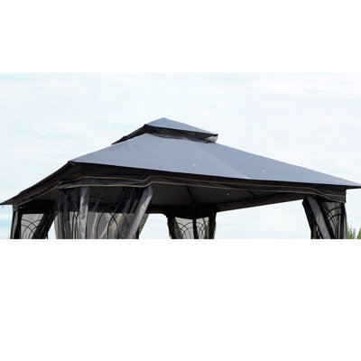Auvent de remplacement pour abri de jardin 10 pi x 10 pi en gris, protégé, hydrofuge, à installation rapide, double toit de remplacement, gris, hydrofuge, assemblage simple