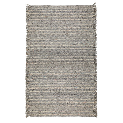 Frills Wool Striped Area Rug in Blue/Gray