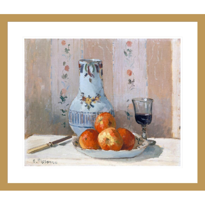 «Still Life with Apples and Pitcher» par Camille Pissarro, impression giclée sur cadre, H 23,5 po x l 27,32 po