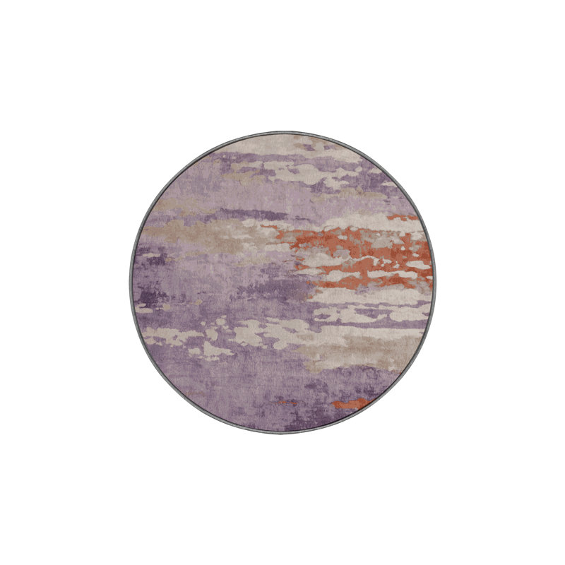 Tapis gris soyeux et moelleux, Rond 8 pi