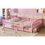 Lit à plancher double en bois massif rose, avec garde-corps et lattes, pour une bonne nuit de sommeil - taille fabriquée en bois, assemblage simple-130677073