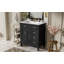 Meuble-lavabo simple Belmont de 76 cm (30 po) en gris pierre avec comptoir en céramique blanche, portes de style Shaker et rangement à fermeture amortie