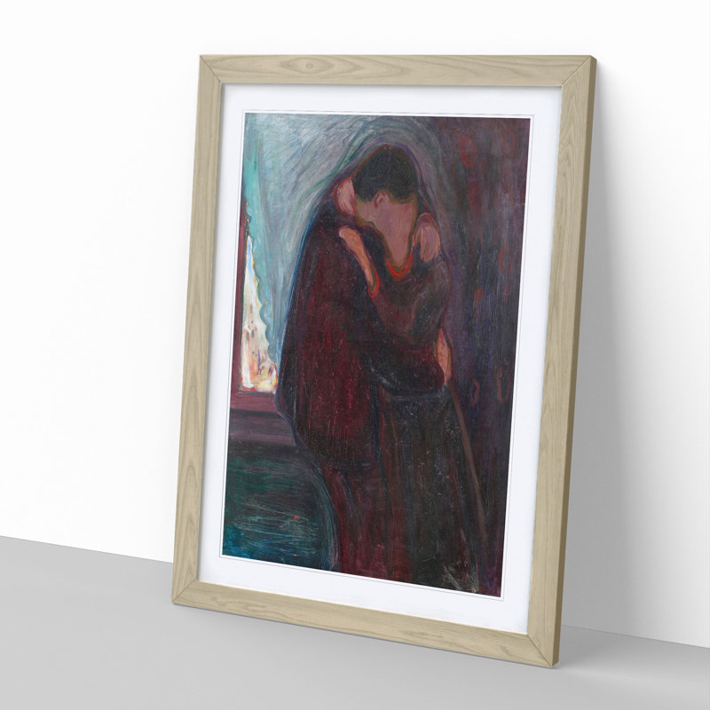 The Kiss Vol.3 by Edvard Munch - Picture Frame Painting, 65cm H x 48cm W x 2cm D, Oak