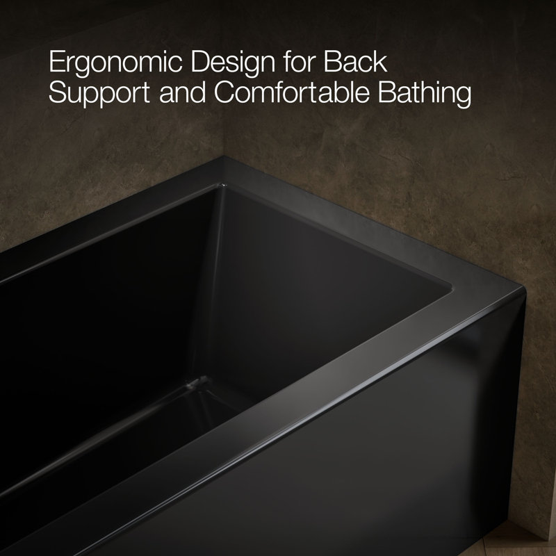 Underscore 60" x 32" Alcove Soaking Bathtub, Black, Left