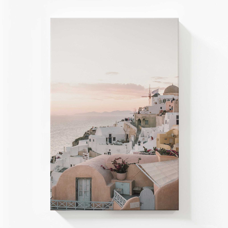 Sunset Over Santorini Canvas Print, 72" H x 48" W x 1.25" D, Stretched Canvas