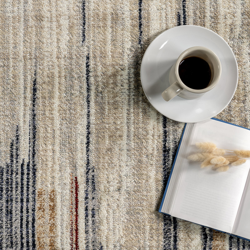 Multicolor Synthetic 5' x 7' Rectangular Striped Area Rug