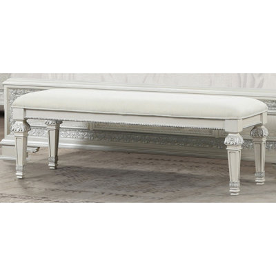 Traditional Bench In Creamy White With Diamond Button Tufting, Pinewood And Engineered Wood, 54"W For Bedroom Vestibule Featuring - Button 54 Inches Wide Or Living Room