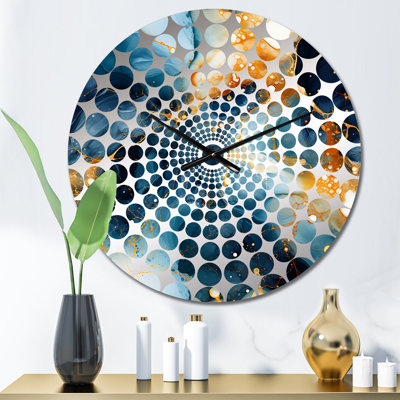Teal And Gold Astral Marble Dreams - Marble  Wall Clock
